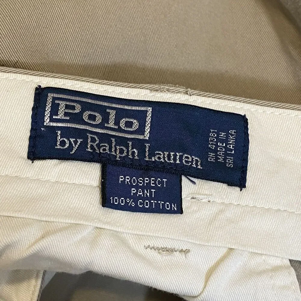 Polo Ralph Lauren Khaki Classic Chino Cotton Prospect Pants Men's Size 38 x 34
